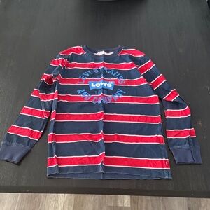 Levi's Kids Navy and Red Striped Long Sleeve Tee